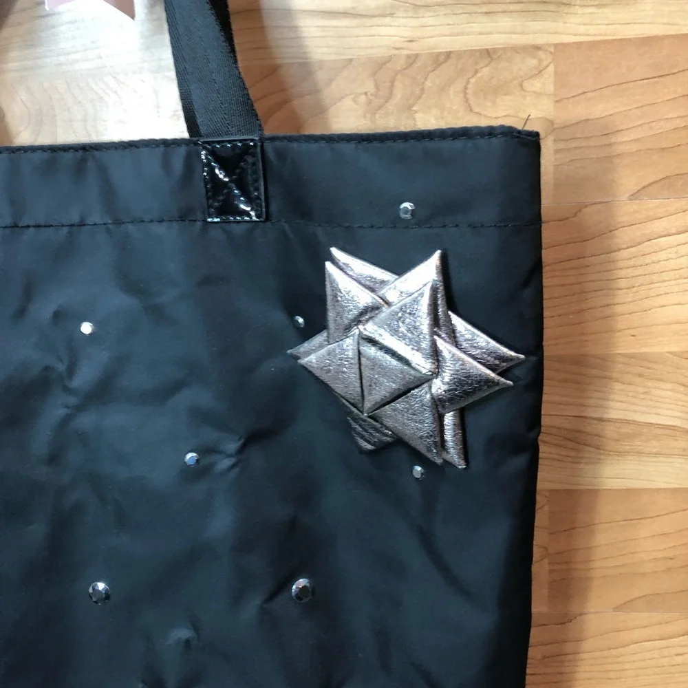 Bath & Body Works Zippered Tote Bag In Black with Silver Studs and Silve…